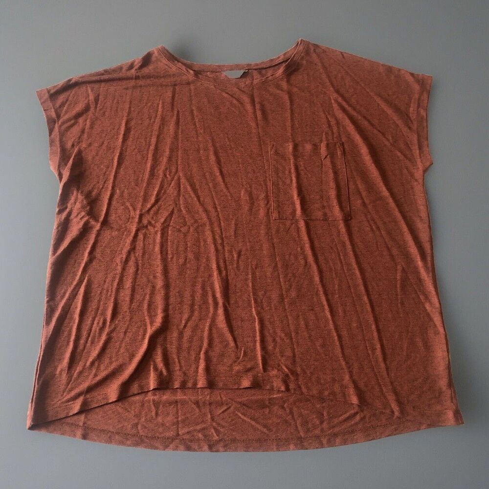 Caslon Woman’s Rayon Blend Pocket Tee Brown Heather Size 2X